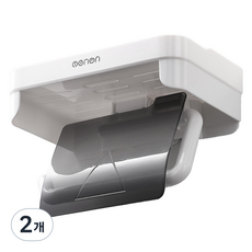 한봄누리 무타공 화장실 두루마리 휴지걸이 덮개형 선반, 포인트블랙, 2개