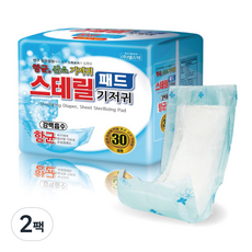 남녀공용 산소 스테릴 일자형 패드 성인기저귀, 30매입, 2팩, 대형