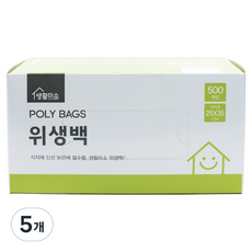 생활미소 위생백 25cm x 35cm, 중(M), 500개입, 5개