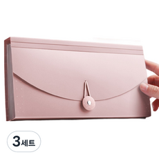 오피스코어 영수증 통장 정리 13포켓 아코디언 파일 슬림 타입 + 인덱스스티커 세트, 핑크, 3세트