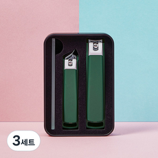 네일룸 컬러 손톱깎이 2종 + 네일샤이너 세트, 그린, 3개