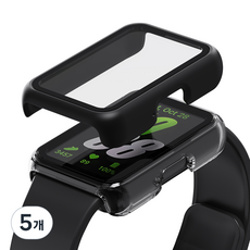칸탐 갤럭시 핏3 호환 풀커버 강화유리 케이스 2p 세트, 투명+무광블랙, 5개