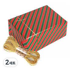 indi.k 聖誕節包裝紙 10p + 金線 2p, 條紋聖誕節(包裝紙), 沙金色(金線), 2套