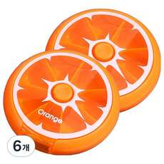 굄스 과일모양 둥근 알약 소분 케이스 오렌지 9 x 9 x 2.2 cm, 6개