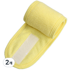 迷你超大彩色魔術貼洗臉帶, 黃色, 2個