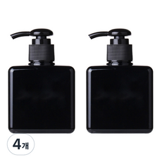 Market A 方形 250ml 按壓式多功能分裝瓶, 4個, 黑色
