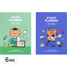 인디고어린이 초등 저학년 나의 꿈 한 달 스터디 플래너 + 칭찬스티커 2종 세트, 그린 + 블루, 6세트