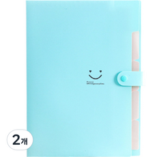 스마일리 아코디언파일 5칸 A4, 하늘, 2개