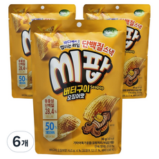 Badasori 嚼勁蛋白質明太魚片 奶油烤魷魚風味, 30g, 6包