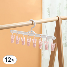 애니원픽 정리왕 집게형 모자정리 걸이, 핑크, 12개