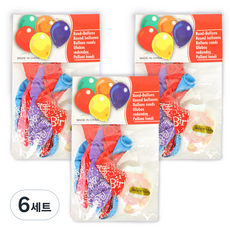 B.A.B.O HAPPY BIRTHDAY 印花生日氣球 10款 + 緞帶 + 雙面膠帶套組, 6套, 混合色