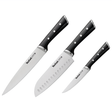Tefal 特福 冰鑄不鏽鋼系列 刀具三件組, 1套, 主廚刀 + 日式主廚刀 + 萬用刀