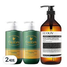 쎄씨쎌라 리프레싱 바디필링 500ml x 2p + 에코리브 라벤더 테라피 바디워시 1000ml 세트, 2세트