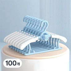 모먼트데이 어깨뿔 방지 길이 조절 논슬립 곰돌이 옷걸이, 블루, 100개