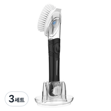 미스터시가 다용도 세제 디스펜서 세척 솔 + 건조 스탠드 세트, 블랙, 3세트