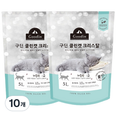 구딘 고양이 클린캣 크리스탈 실리카 배변모래, 5L, 10개, 레몬향