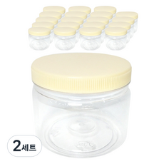 신형 페트용기 + 아이보리색캡 세트 300g, 2세트, 용기 20p + 캡 20p