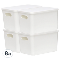 DAILY BLOOM 儲物收納生活箱 附把手 1號, 白色, 8個