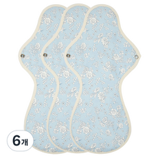 Wizlly 防水棉布衛生棉 白花藍色, 夜用型加長(19.5*39cm), 1片, 6片