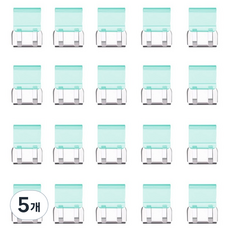 문구담 멀티 푸시 핸드 클립 종이 문서 고정 바인딩 05 초록, 5개, 20개입, 소