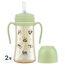 토비앤몰리 유아용 PPSU 포포 빨대컵, 그린, 2개