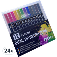 The Jonet 彩色軟毛筆組 12色, 24個, 黑色款