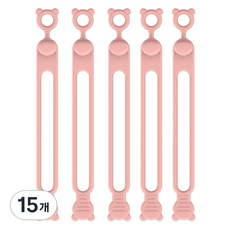 마다꾸미 실리콘 케이블타이 콘세트 선 라인 정리, 49 곰돌이 피치, 15개