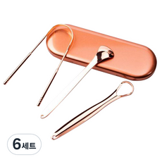 위드리빙 스테인레스 로즈골드 혀클리너 3종 + 전용 하드케이스 세트, 6세트