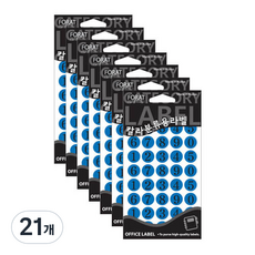 쁘띠팬시 칼라분류용 라벨 견출지 20-412, 파랑, 21개