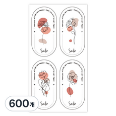 꼬까 포장 스티커, 롱플라워, 600개