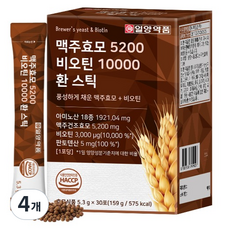 일양약품 맥주효모 5200 비오틴 10000 환 스틱 30p, 159g, 4개