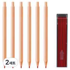DGRM 評分色鉛筆 橘色 6入 + 紅色替芯 12入 套組, 2套