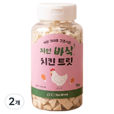 예스몽 반려동물 자연 바삭 치킨 트릿 동결건조 간식, 90g, 2개, 닭고기