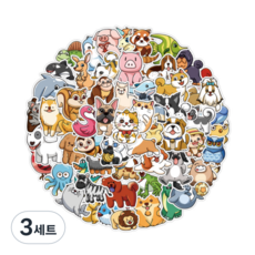 오손 DIY 꾸미기용 동물 타입 스티커 50종, 3세트, 06