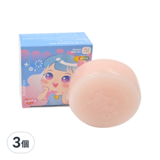 PINKY COSMETIC 兒童專用護髮餅, 弱酸性配方溫和不刺激, 高濃度壓縮乾燥手工一體化製成, 不添加化學成分頭皮清爽無負擔, 100g, 3個