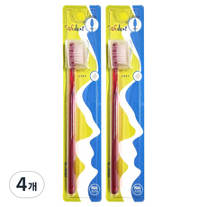 WEDENT 威登 方形刷頭牙刷 直切強韌一般刷毛 紅色, 4個, 1入