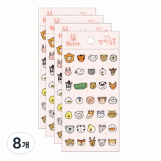 Petit 可愛動物封口貼紙 DA5574, 混合顏色, 8個