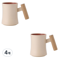 THE ZAKKA 木質手柄漱口杯, 粉紅色, 4個