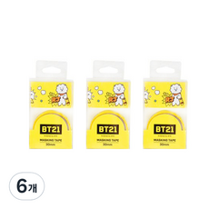 라인프렌즈 BT21 마스킹테이프 30mm, 옐로우, 6개