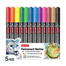 제야르 투코비 트윈 CD 유성네임펜, 5세트, 12색