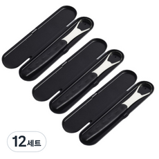 심사장홈 휴대용 여행용 혀클리너 + 케이스 세트 블랙, 12세트, 26g