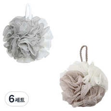 블루무역 버블타올 샤워볼 2종 세트, 그레이컬러믹스 + 브라운컬러믹스, 6세트
