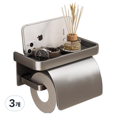 무타공마켓 견고한 모던감성 덮개형 화장실 휴지걸이, 그레이, 3개