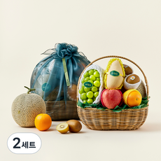 온브릭스 프리미엄 과일바구니 8종 선물세트 중대형 2호 4.96kg + 고급보자기, 2세트