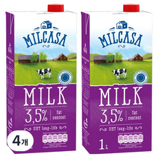 MLEKPOL Milcasa 3.5% 保久乳, 1L, 4個