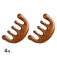 Holmes Pick 原木頭皮按摩刮痧板, 棕色, 4個