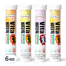 에버틴 비타톡 발포 비타민C 레몬맛+오렌지맛+청포도맛+블루베리맛, 6세트