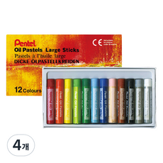 Pentel 飛龍文具 油性粉彩 紙盒 GHT-12, 4個, 12色