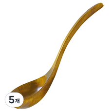 原木黃漆木製上菜匙, 自然色, 5個