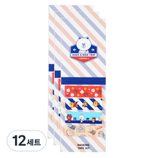 라인프렌즈 브라운앤프렌즈 마스킹 테이프 키트 S 4종 세트 15 x 50 mm, 혼합색상, 12세트